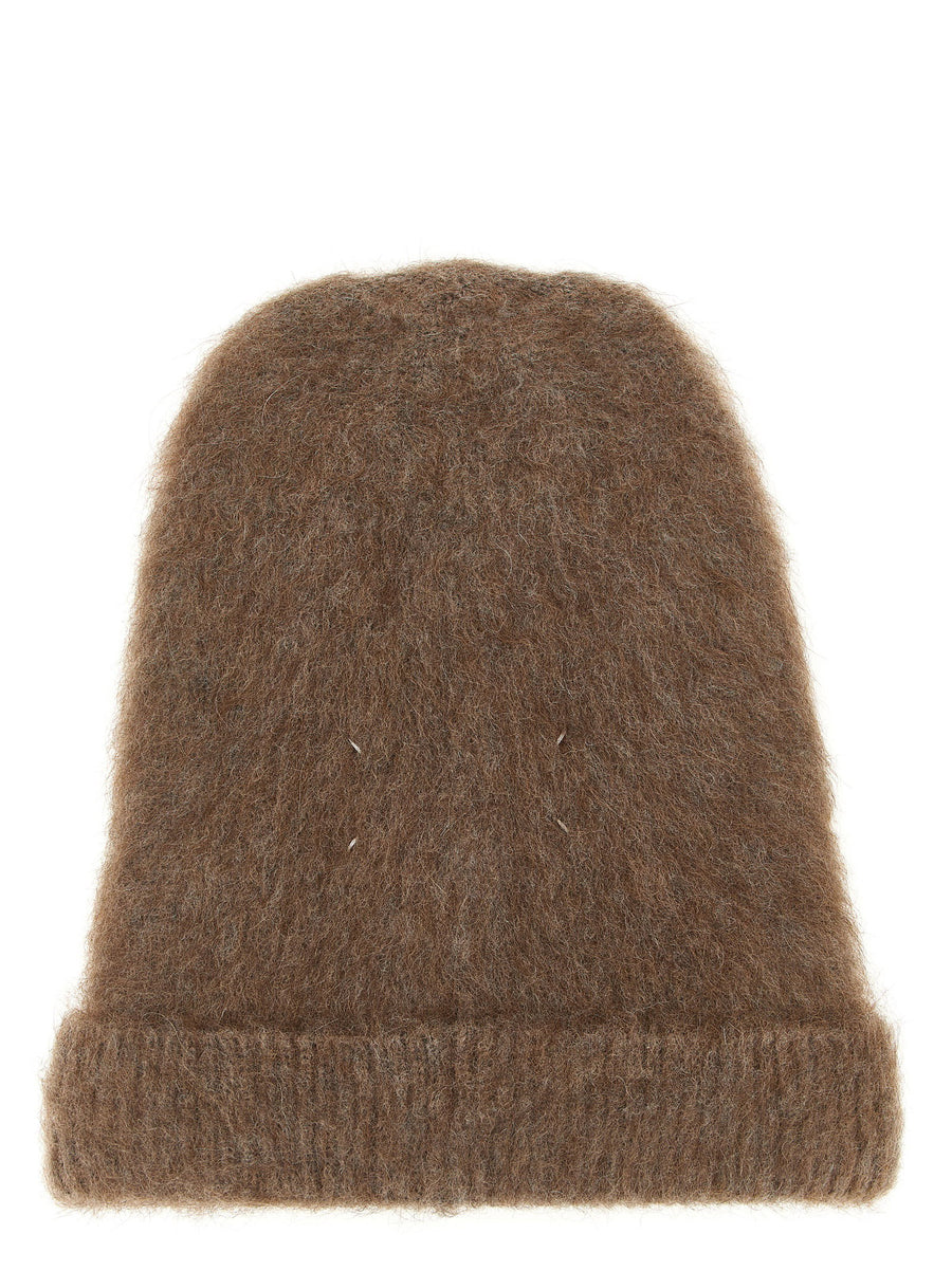 Maison Margiela Four Stitches Cap Brown Wool Alpaca Blend Premium Structured Knit For Men
