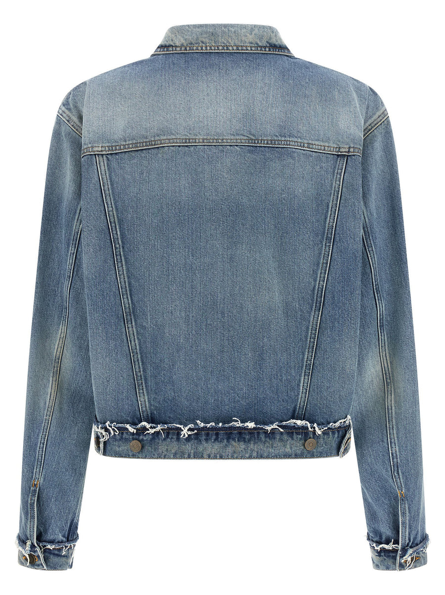 Maison Margiela Denim Jacket For Women Light Blue 100 Percent Cotton Used Effect Wash Signature Style
