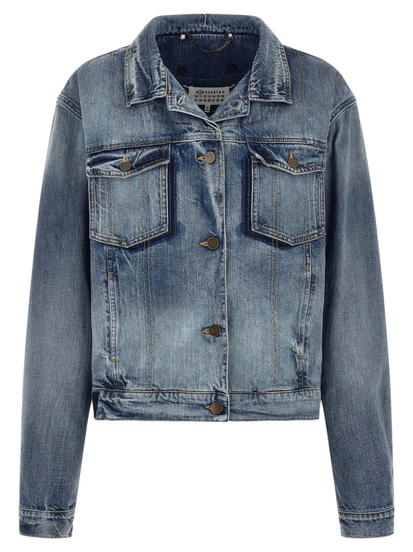 Maison Margiela Folded Collar Denim Jacket for Women, Relaxed Fit