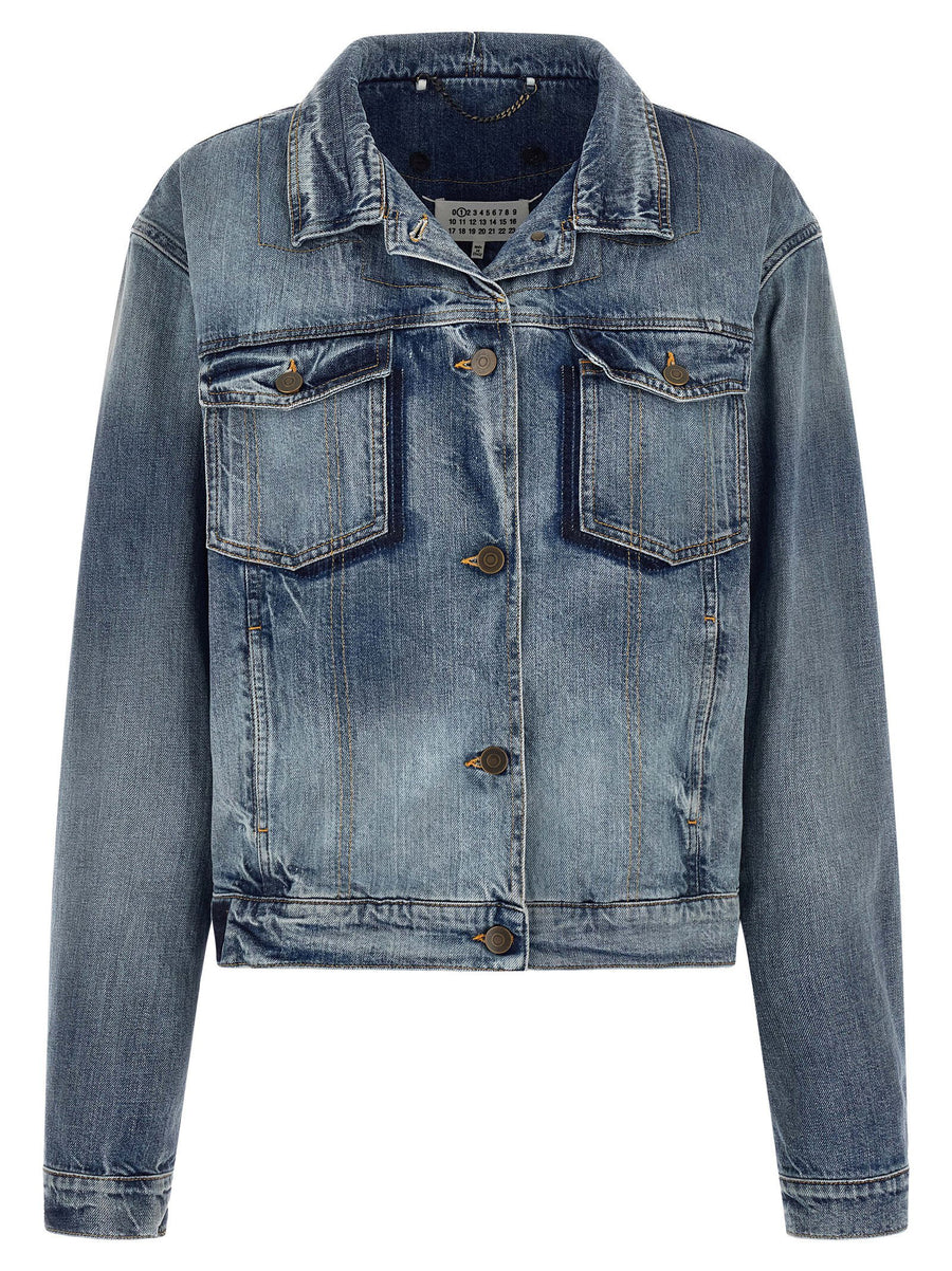Maison Margiela Folded Collar Denim Jacket for Women, Relaxed Fit