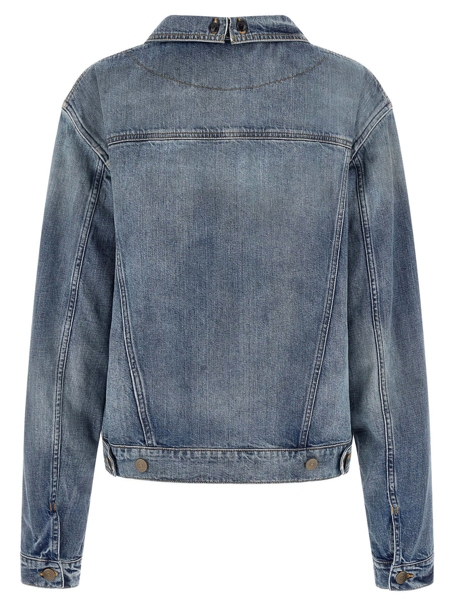 Maison Margiela Folded Collar Denim Jacket for Women, Relaxed Fit