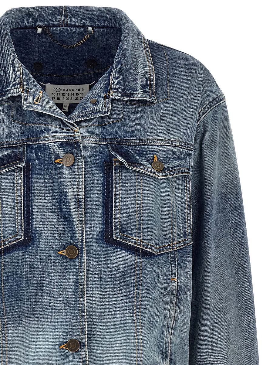 Maison Margiela Folded Collar Denim Jacket for Women, Relaxed Fit