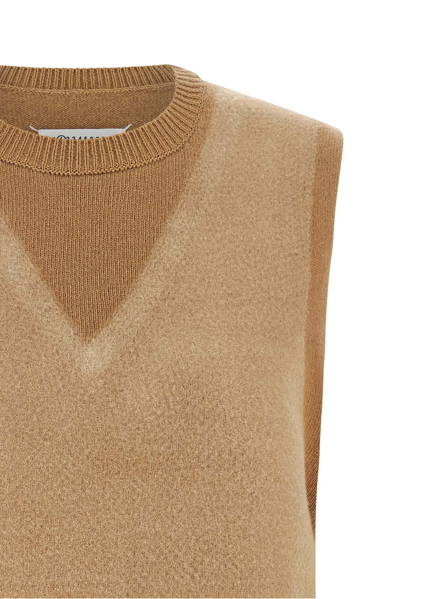 Maison Margiela Memory Of Vest One Hundred Percent Virgin Wool Beige Illusion