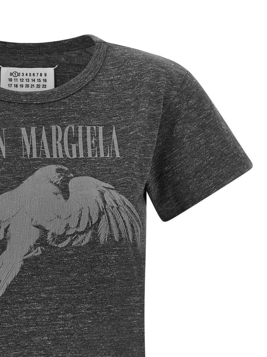 Maison Margiela Graphic Print Cotton T Shirt Gray Slim Fit