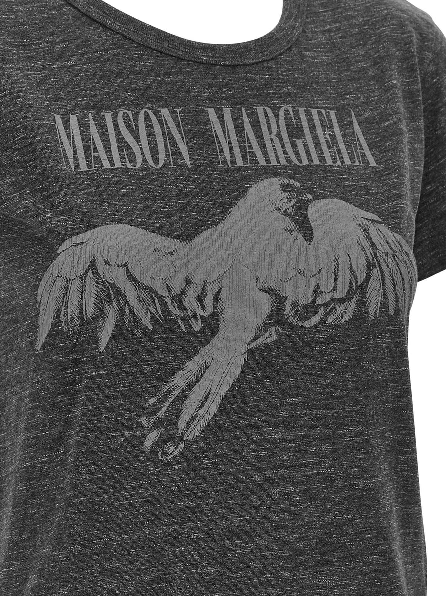 Maison Margiela Graphic Print Cotton T Shirt Gray Slim Fit