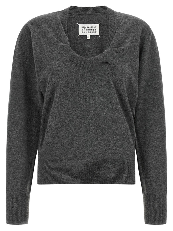Maison Margiela Twist Gray Virgin Wool Sweater For Women