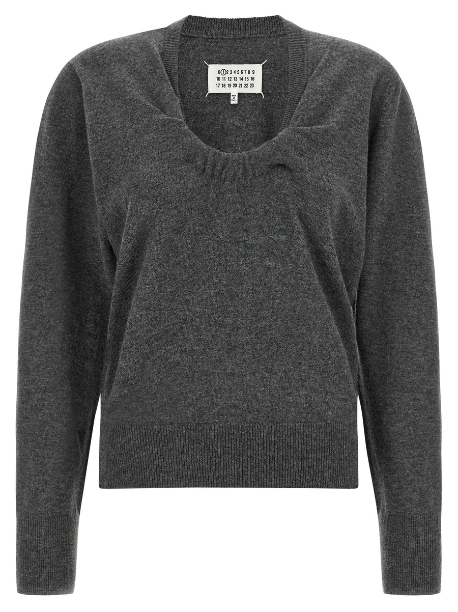 Maison Margiela Twist Gray Virgin Wool Sweater For Women