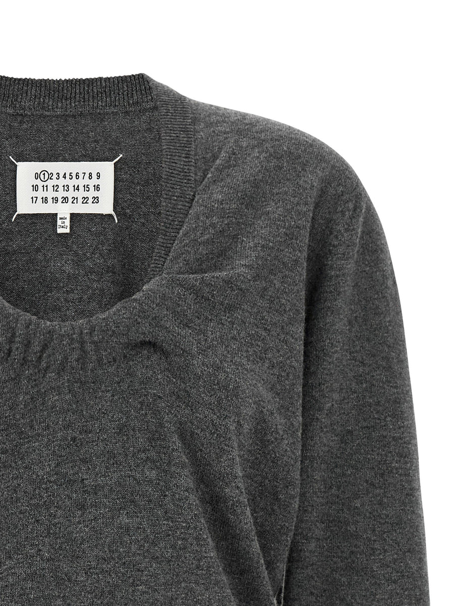 Maison Margiela Twist Gray Virgin Wool Sweater For Women