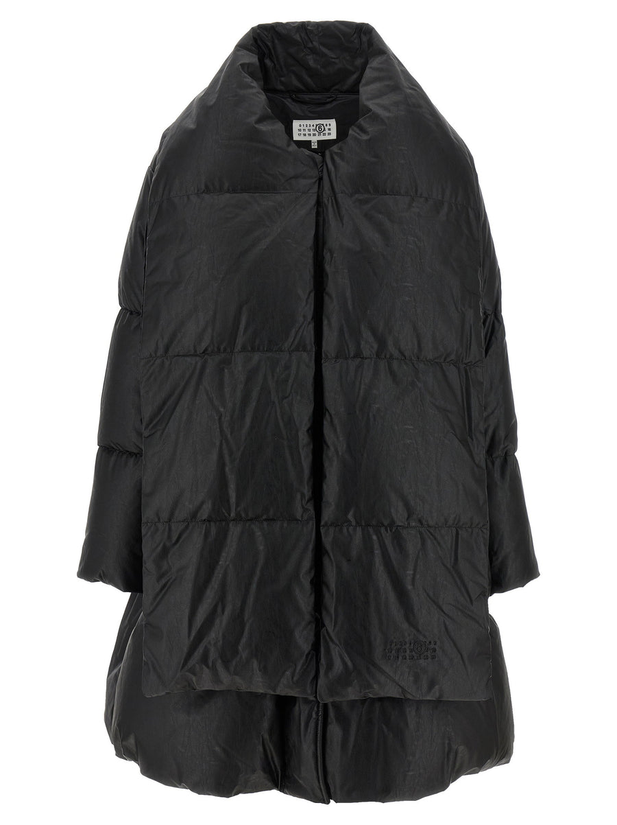 MM6 Maison Margiela Scarf Down Jacket For Women With Integrated Collar Scarf Longline Goose Down Insulation