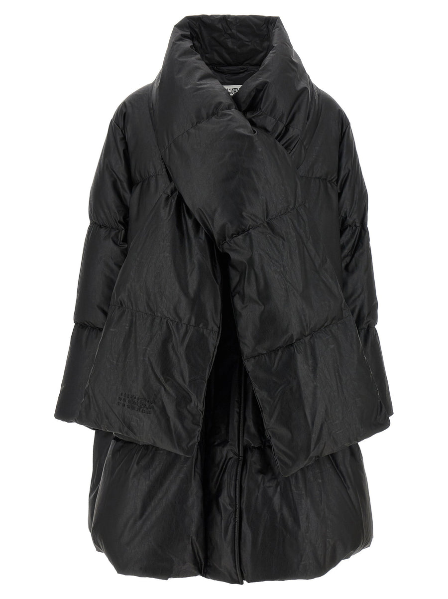 MM6 Maison Margiela Scarf Down Jacket For Women With Integrated Collar Scarf Longline Goose Down Insulation