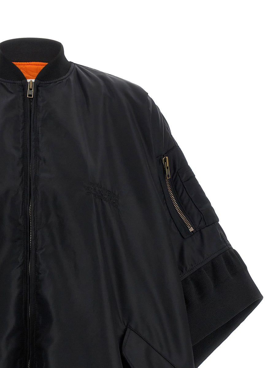 Mm6 Maison Margiela Numeric Signature Bomber Jacket Black Polyamide