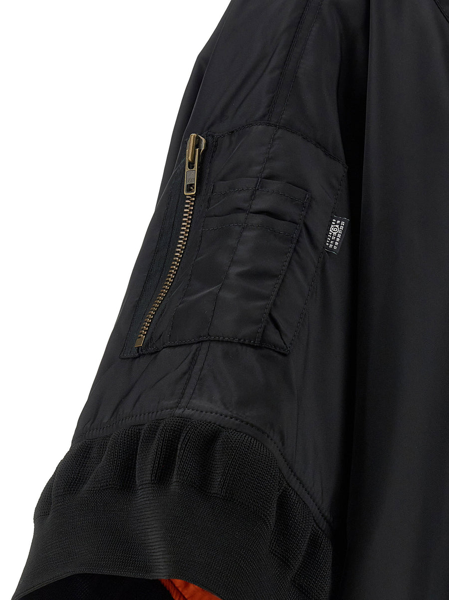 Mm6 Maison Margiela Numeric Signature Bomber Jacket Black Polyamide