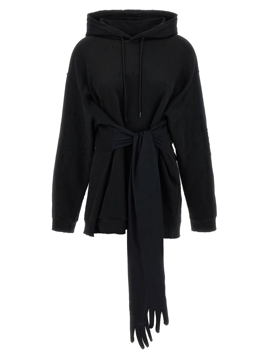 Mm6 Maison Margiela Hoodie Dress With Integrated Gloves Convertible Silhouette For Women