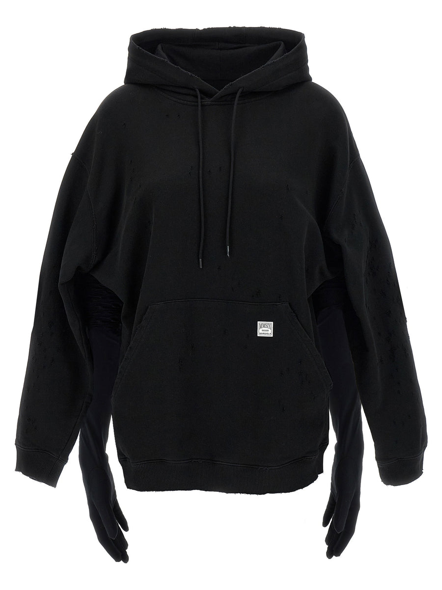 Mm6 Maison Margiela Hoodie Dress With Integrated Gloves Convertible Silhouette For Women