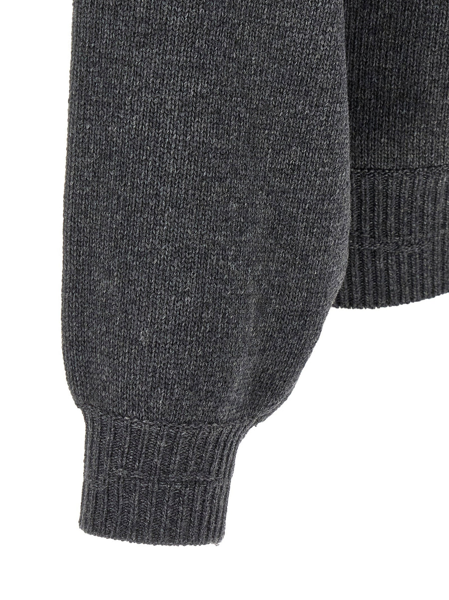 Mm6 Maison Margiela Numeric Signature Dress Off Shoulder Gray Merino Wool Blend