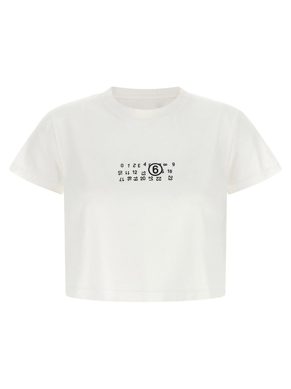 Mm6 Maison Margiela Numeric Signature Upside Down White Cotton T Shirt
