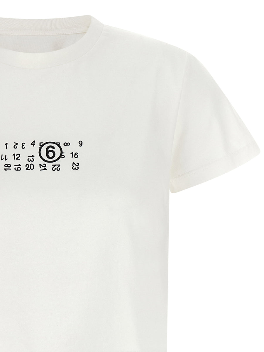 Mm6 Maison Margiela Numeric Signature Upside Down White Cotton T Shirt