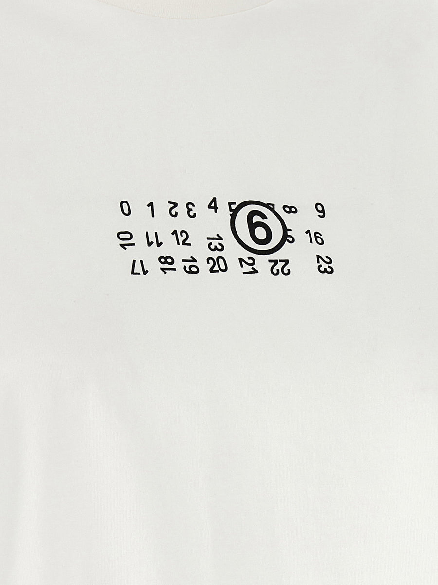Mm6 Maison Margiela Numeric Signature Upside Down White Cotton T Shirt