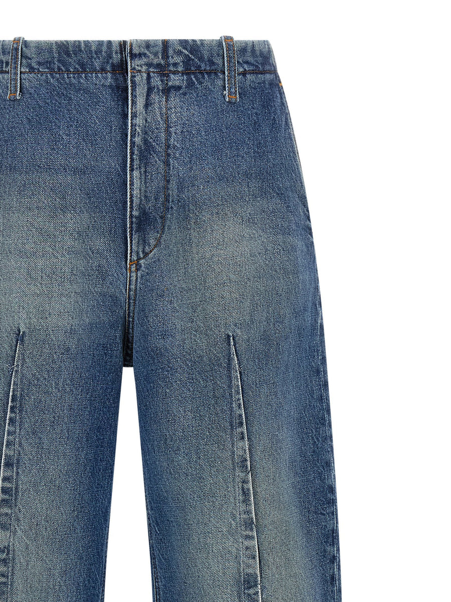 Mm6 Maison Margiela Vertical Pinch Jeans High Waist Blue Cotton