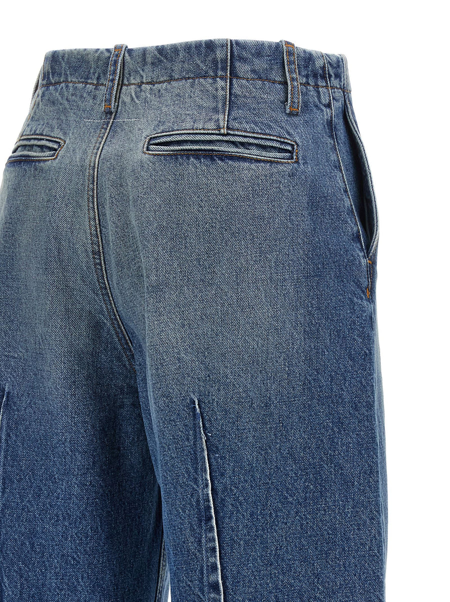 Mm6 Maison Margiela Vertical Pinch Jeans High Waist Blue Cotton