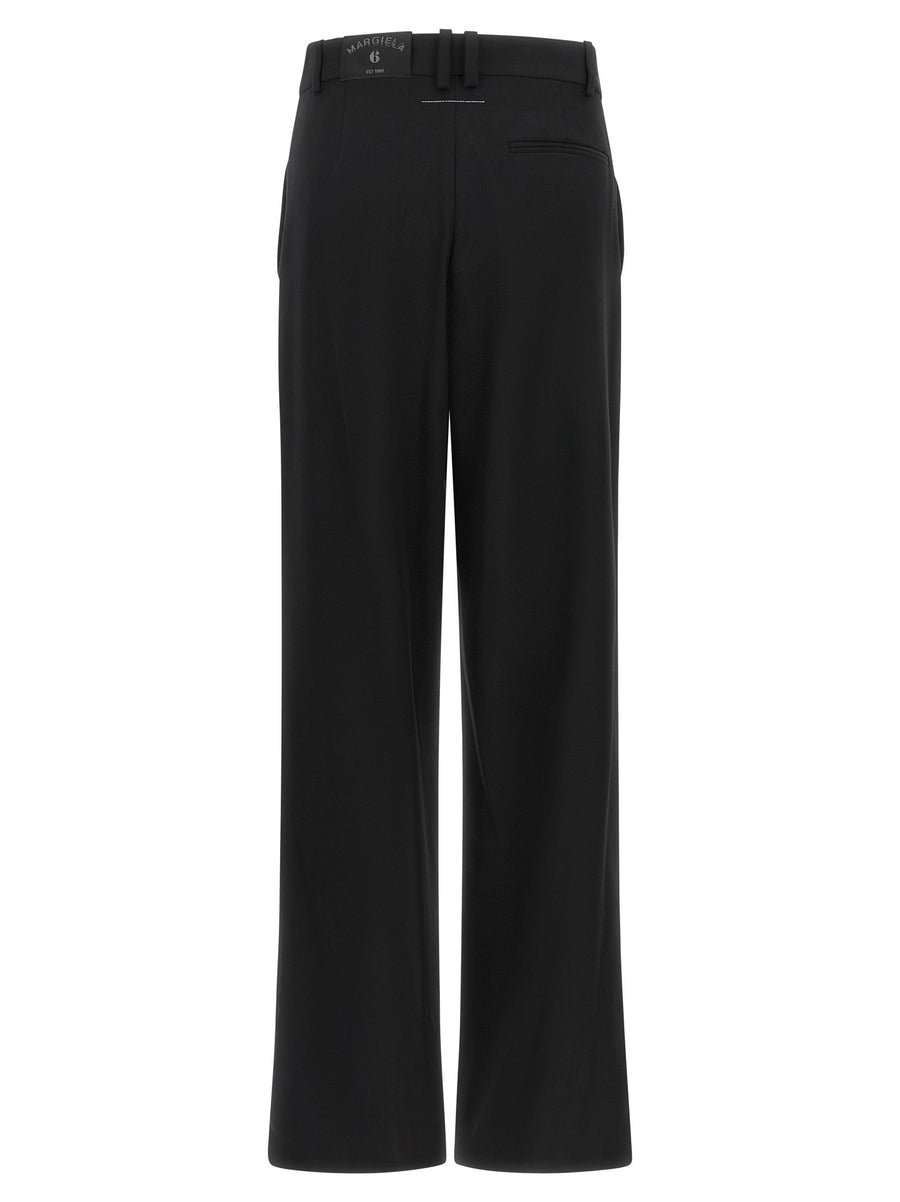 Mm6 Maison Margiela Black Virgin Wool Blend Low Crotch Trousers Relaxed Fit