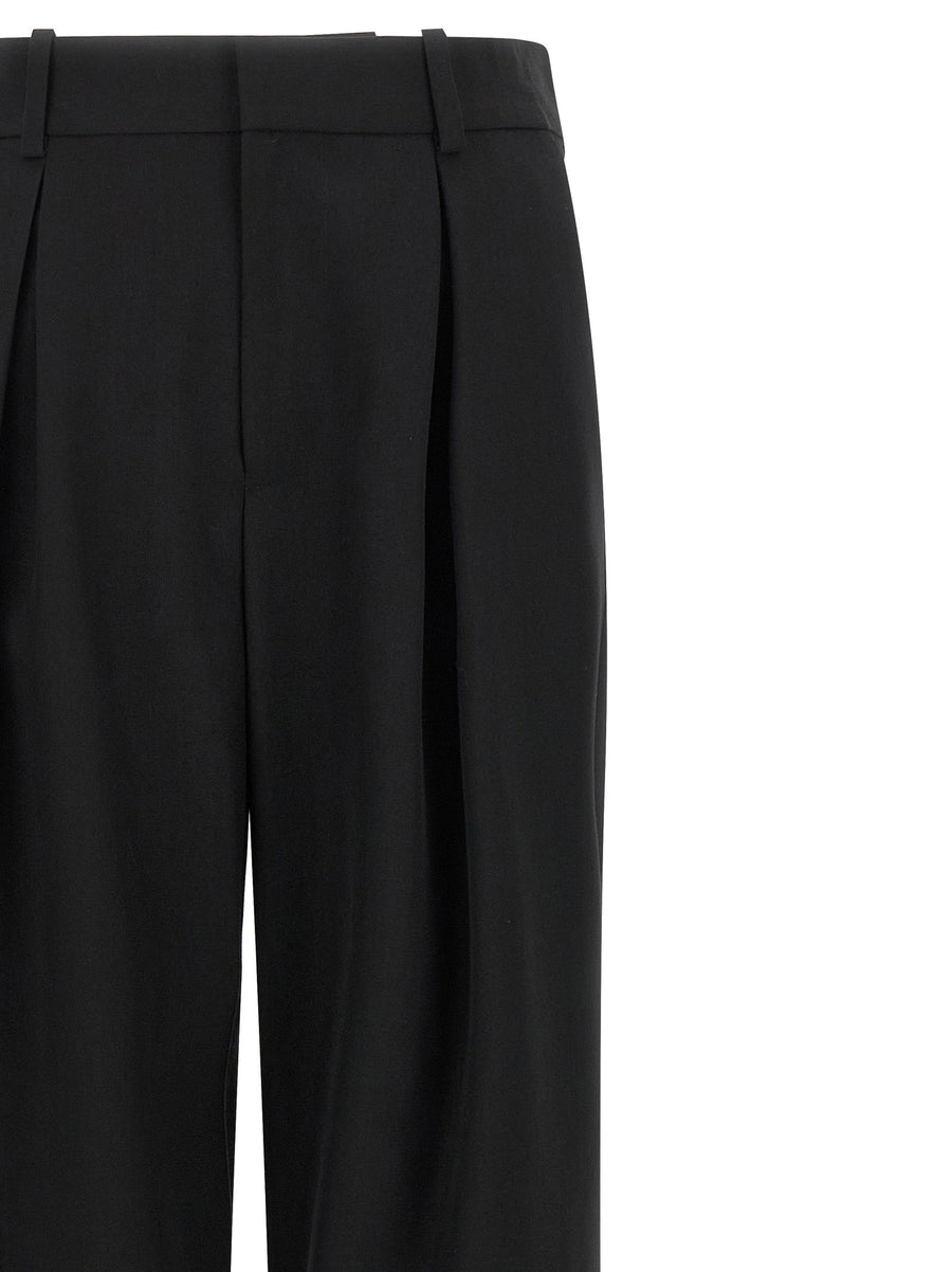 Mm6 Maison Margiela Black Virgin Wool Blend Low Crotch Trousers Relaxed Fit