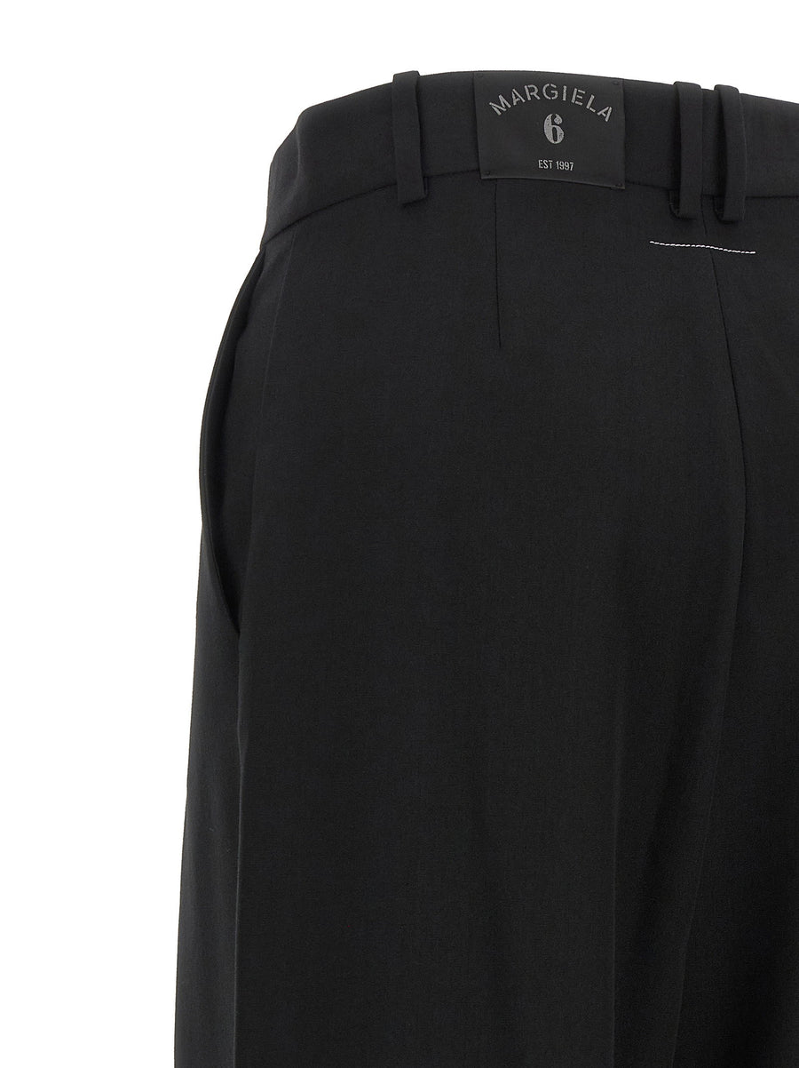 Mm6 Maison Margiela Black Virgin Wool Blend Low Crotch Trousers Relaxed Fit