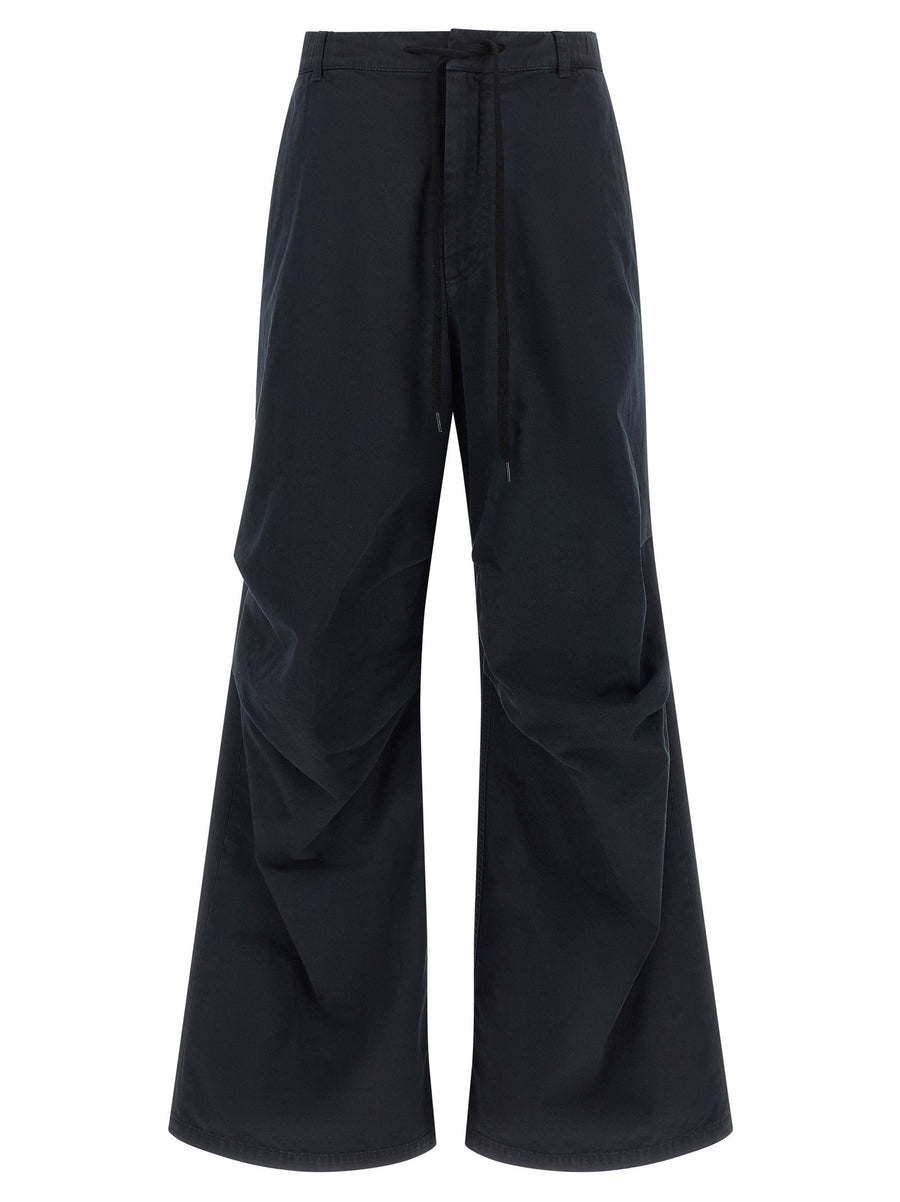 Mm6 Maison Margiela Blue Stitch Line Wide Leg Cotton Trousers Relaxed Fit