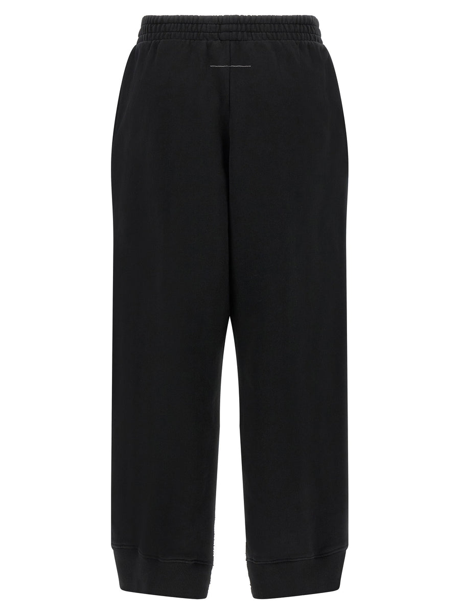 Mm6 Maison Margiela Split Joggers Pure Cotton Black Relaxed Trousers