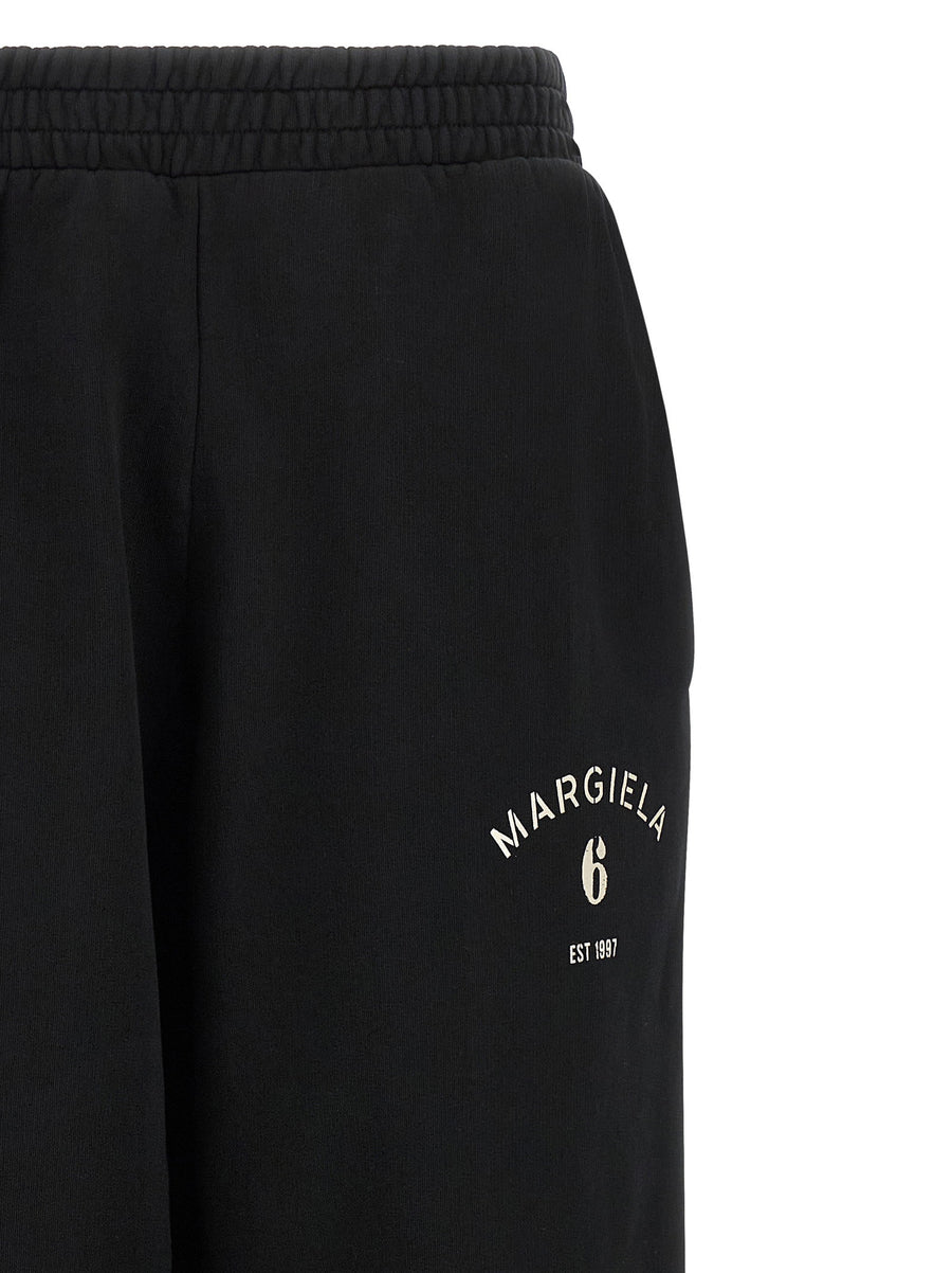 Mm6 Maison Margiela Split Joggers Pure Cotton Black Relaxed Trousers