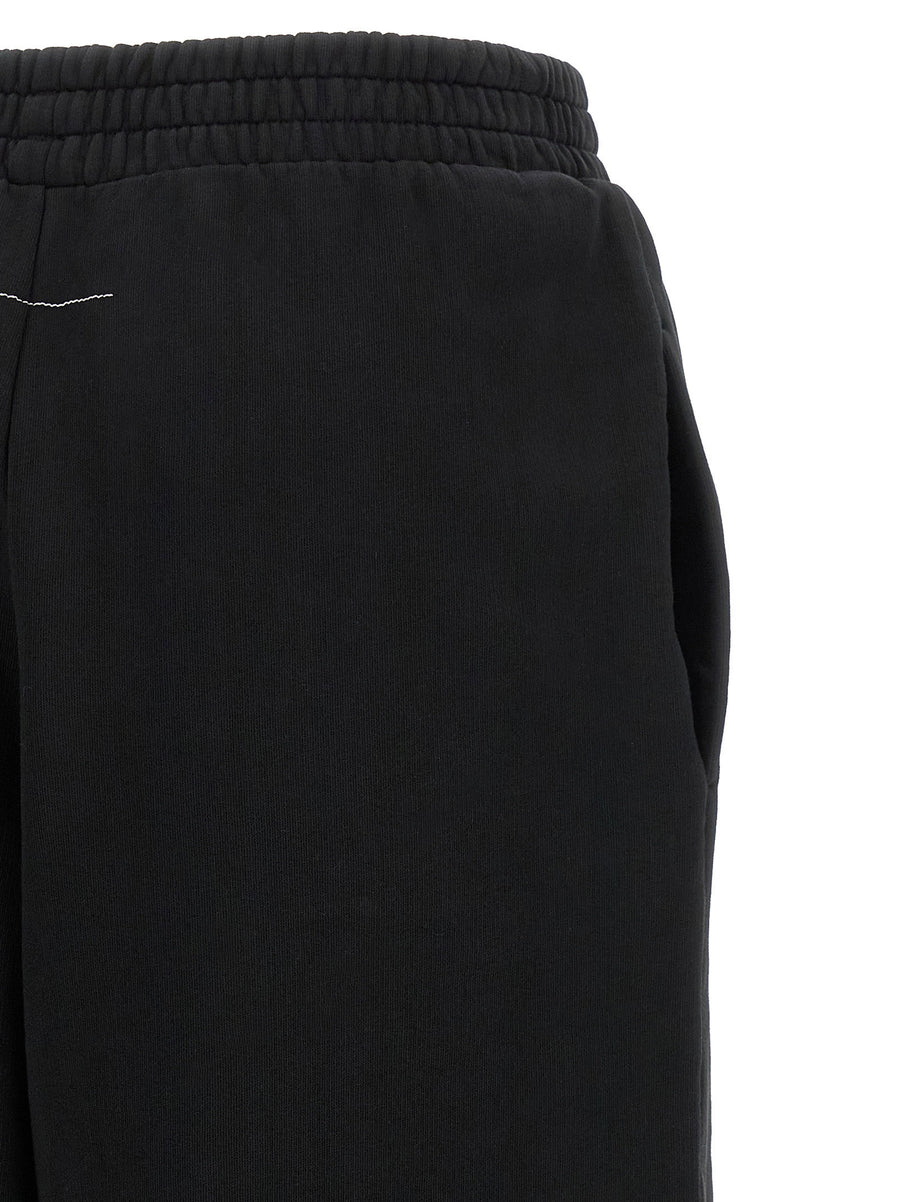Mm6 Maison Margiela Split Joggers Pure Cotton Black Relaxed Trousers