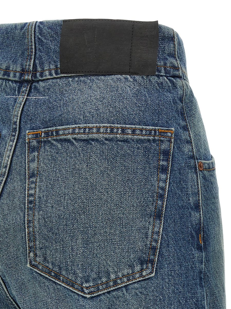 MM6 Maison Margiela Straight Leg Jeans For Women 100 Percent Cotton Light Blue Stonewash Signature Detailing