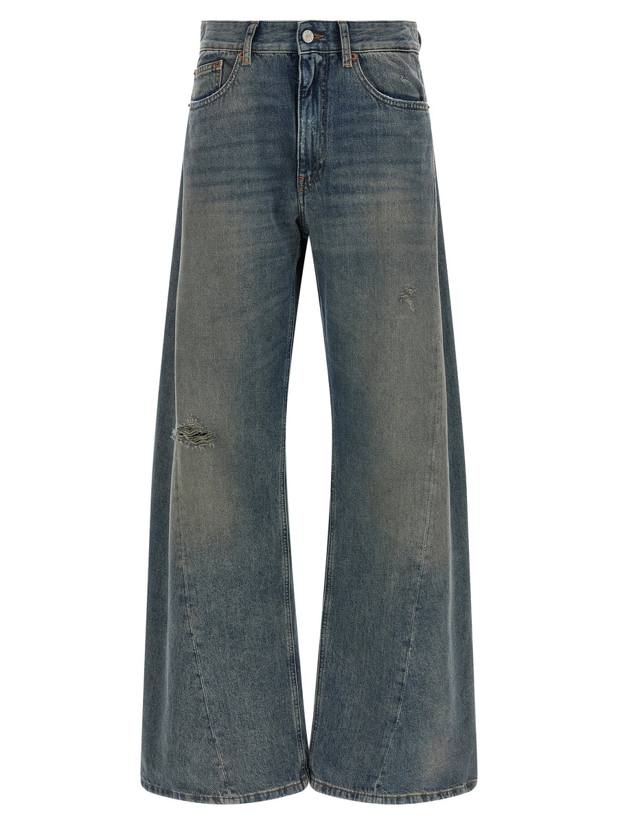 MM6 Maison Margiela Wide Leg Jeans High Waist Pure Cotton Blue