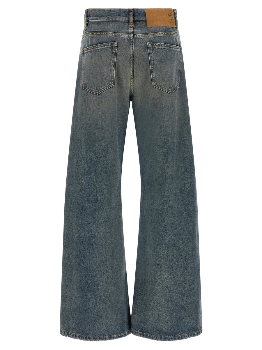MM6 Maison Margiela Wide Leg Jeans High Waist Pure Cotton Blue