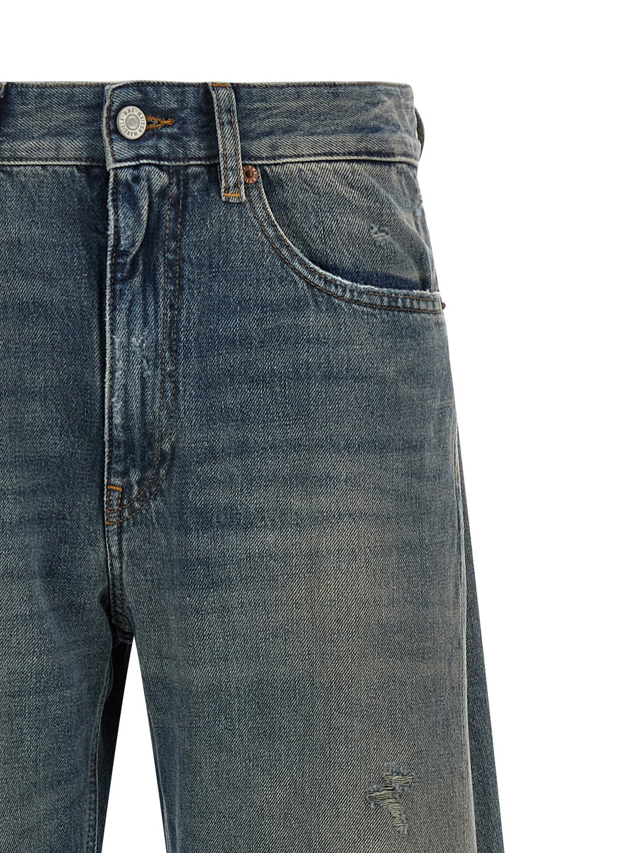 MM6 Maison Margiela Wide Leg Jeans High Waist Pure Cotton Blue