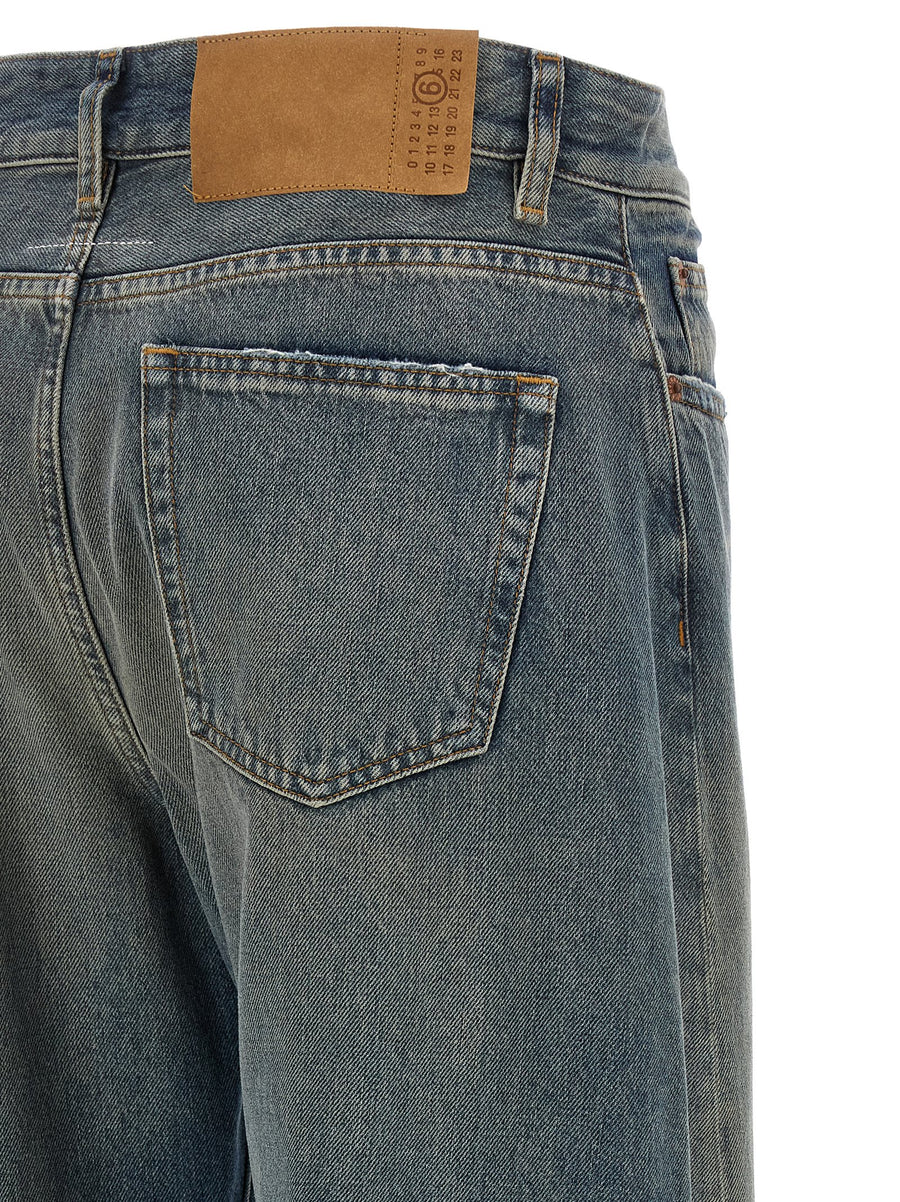 MM6 Maison Margiela Wide Leg Jeans High Waist Pure Cotton Blue