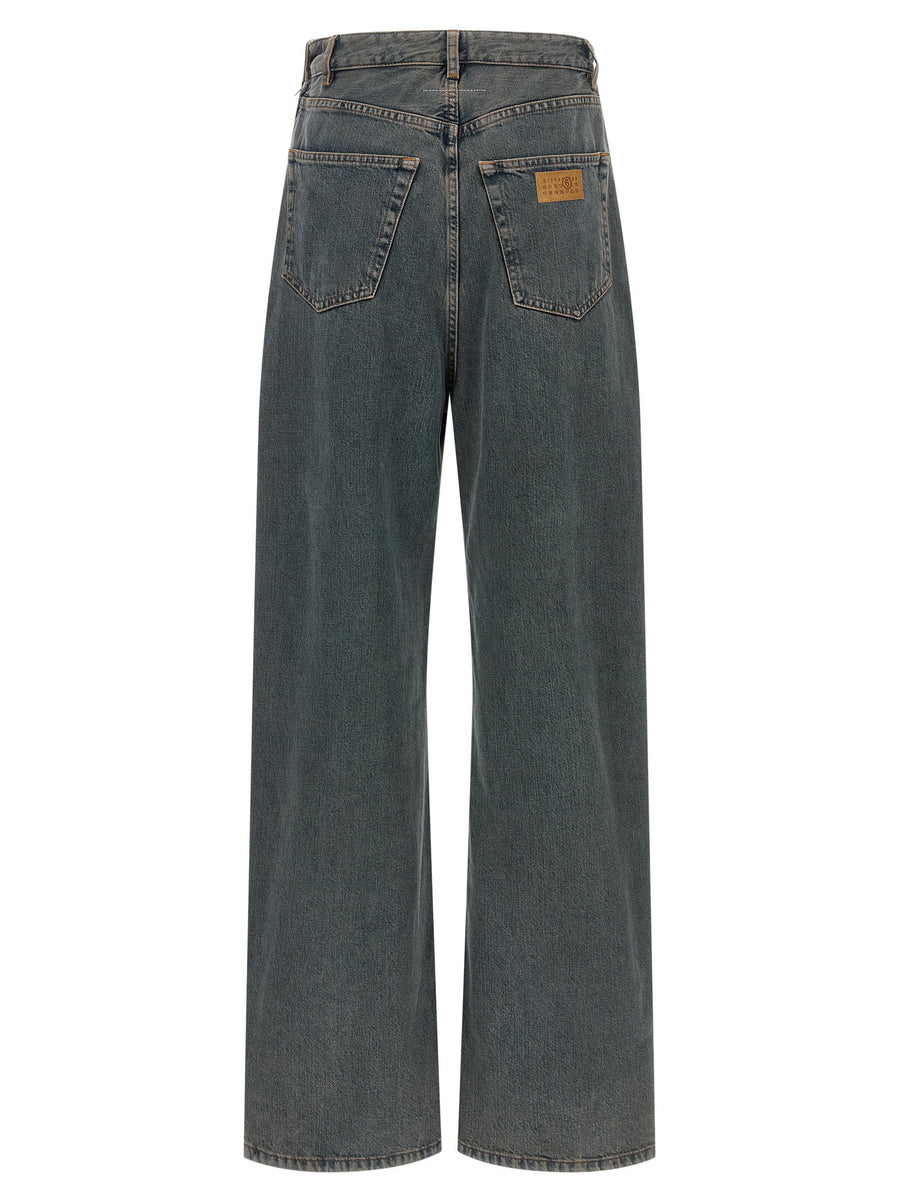 Mm6 Maison Margiela Gray Back To Back Construction Jeans With Wide Leg
