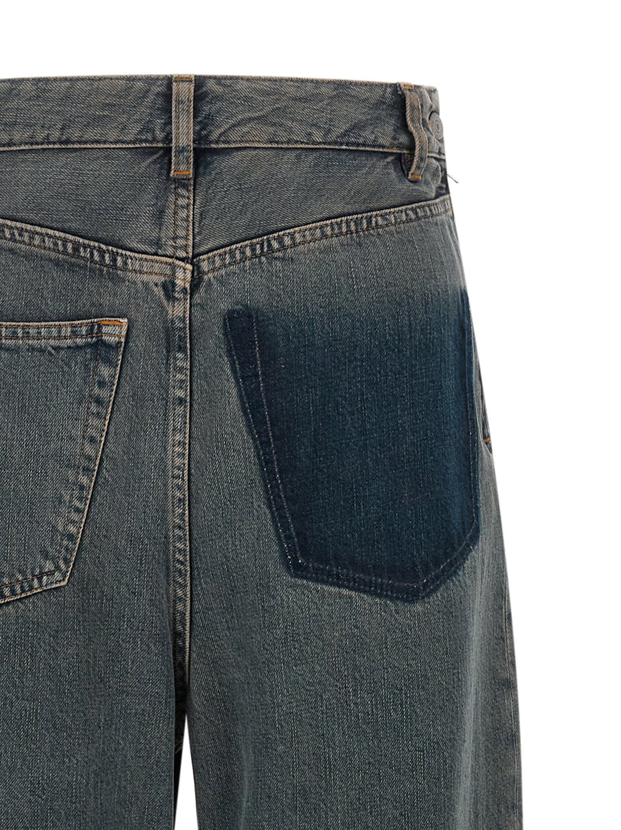 Mm6 Maison Margiela Gray Back To Back Construction Jeans With Wide Leg