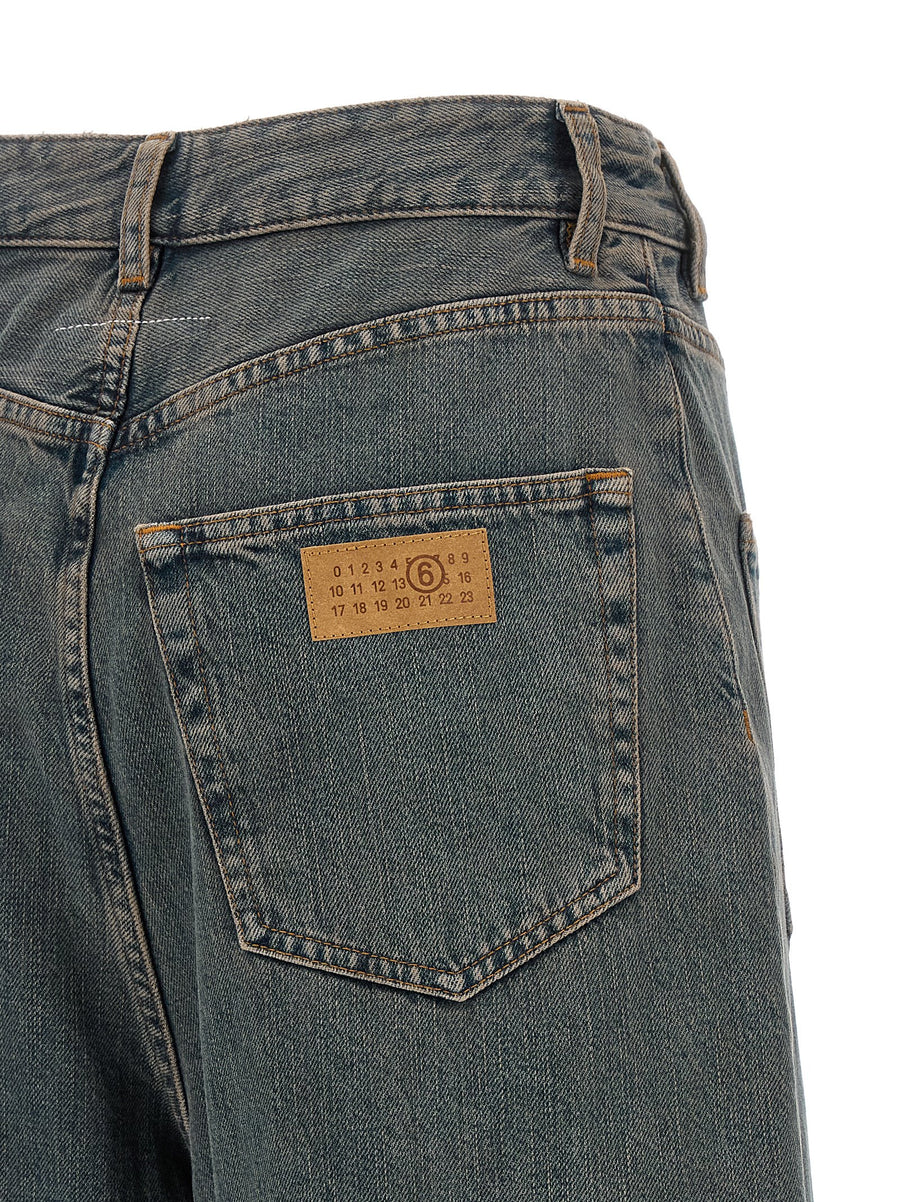 Mm6 Maison Margiela Gray Back To Back Construction Jeans With Wide Leg