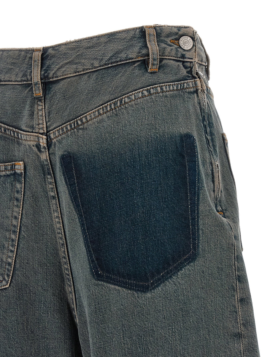 Mm6 Maison Margiela Gray Back To Back Construction Jeans With Wide Leg