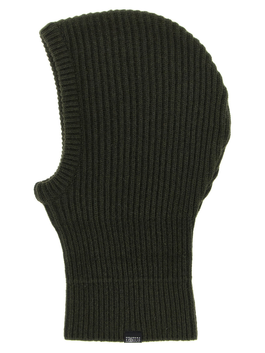 Mm6 Maison Margiela Numeric Signature Balaclava Deep Forest Green Wool Blend