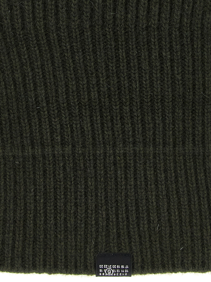 Mm6 Maison Margiela Numeric Signature Balaclava Deep Forest Green Wool Blend