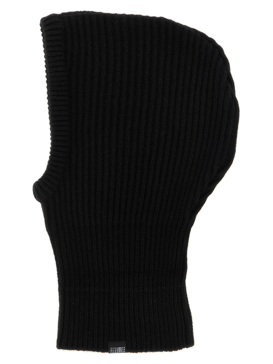Mm6 Maison Margiela Black Wool Blend Balaclava Winter Accessory
