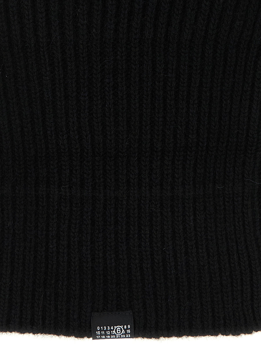 Mm6 Maison Margiela Black Wool Blend Balaclava Winter Accessory