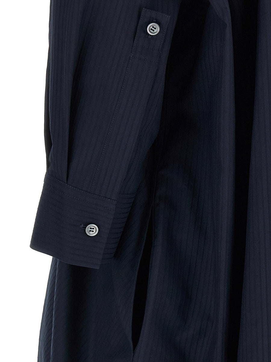 Loewe Draped Dress Blue Mini With Lightweight Textured Cotton Poplin And Balloon Silhouette For Women