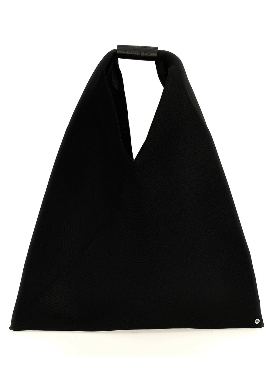 MM6 Maison Margiela Japanese Shoulder Bag For Women Sleek Black Minimalist Polyester Tech Signature Logo Patch