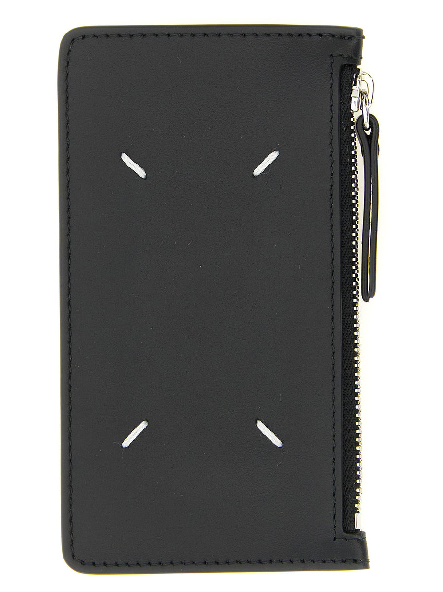 Maison Margiela Four Stitches Card Holder Calfskin Leather Black Luxurious Five Card Slots For Men