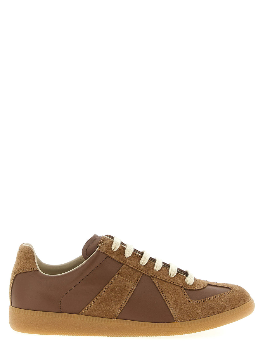 Maison Margiela Replica Sneakers for Men Calfskin Leather Tone On Tone MM6 Patch Luxury Rubber Sole