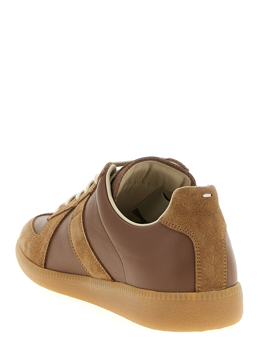 Maison Margiela Replica Sneakers for Men Calfskin Leather Tone On Tone MM6 Patch Luxury Rubber Sole