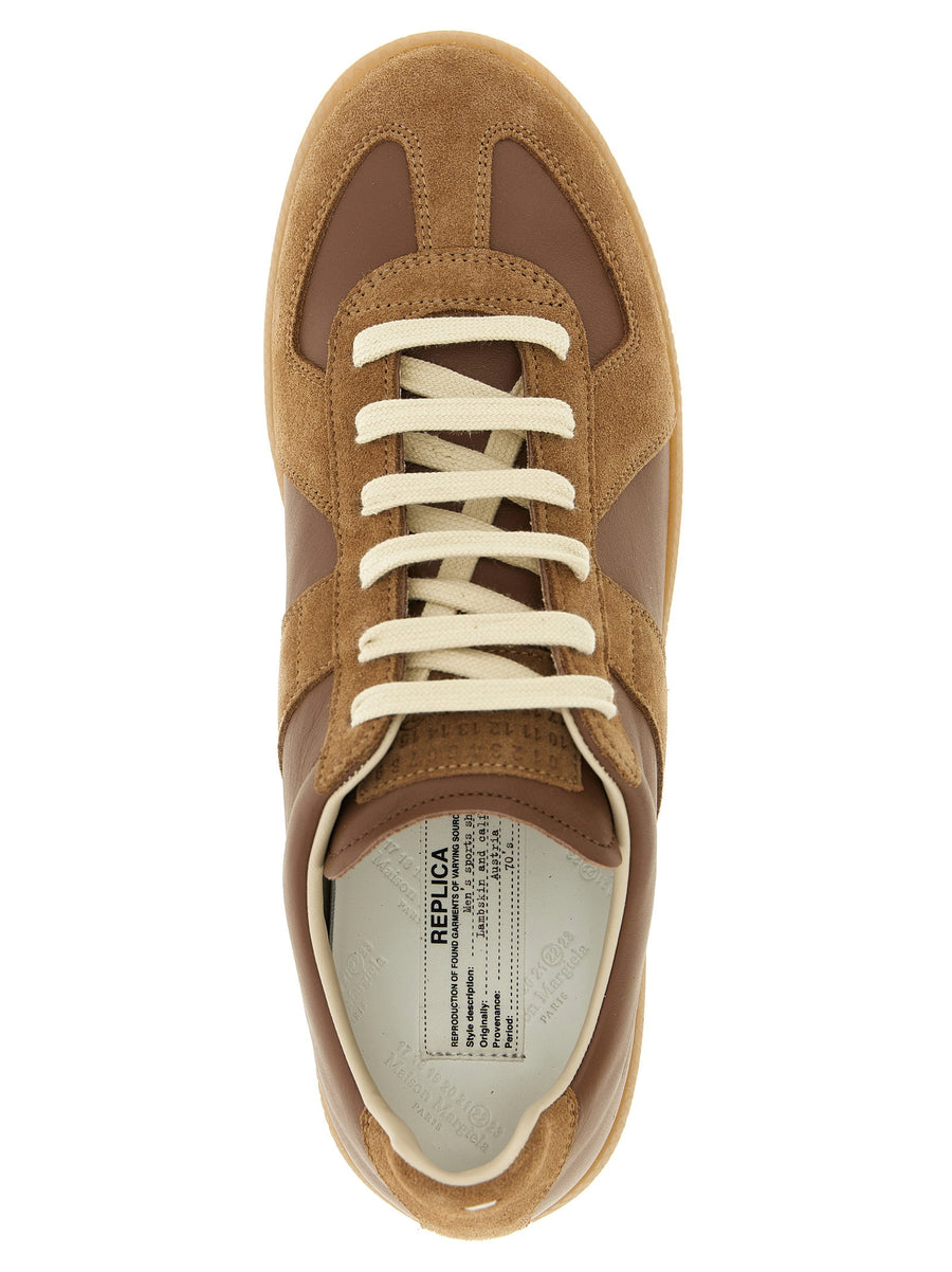 Maison Margiela Replica Sneakers for Men Calfskin Leather Tone On Tone MM6 Patch Luxury Rubber Sole